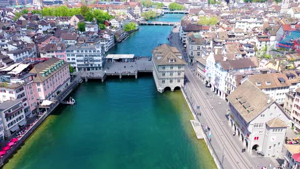 Zurich Townhall from above - Aerial alt