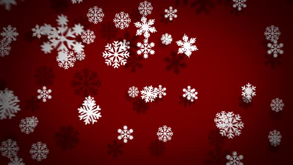 White snowflakes falling down and creating a pattern of Merry Christmas word.