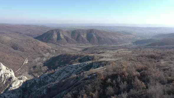 Landscape with endless forests and hills in Eastern Serbia 4K drone video alt
