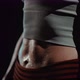 Closeup Stomach with Press on a Girl Wet From Sweat After Workout in Gym - VideoHive Item for Sale