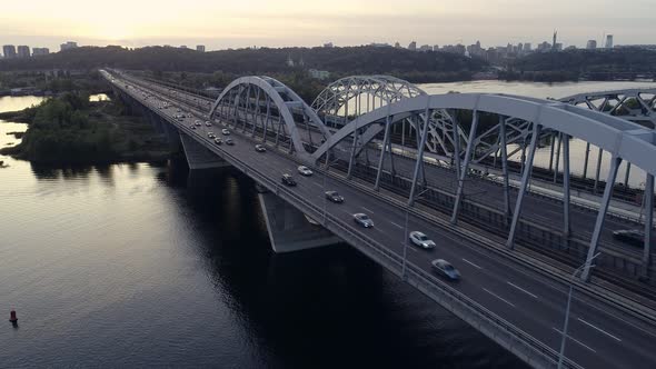 Darnitsky Bridge Over the Dnieper River Ukraine Kiev