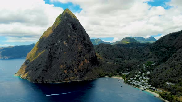 St Lucia Caribbean Huge Pitons Drone View at Saint Lucia Sugar Beach St Lucia Mountains alt