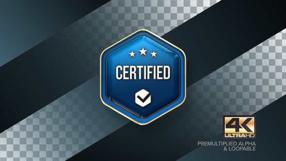 Certified Rotating Badge 4K Looping Design Element