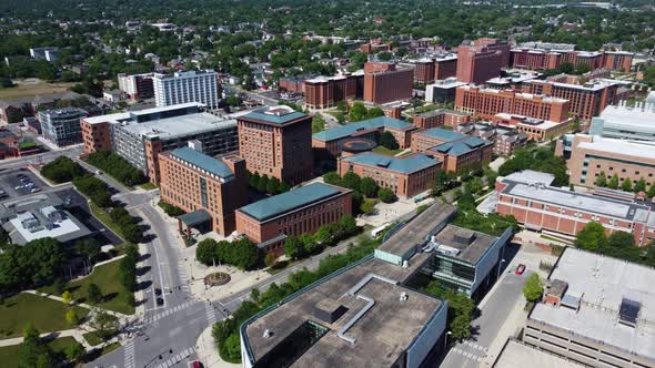 Fisher College of Business at the Ohio State University.  Aerial drone. alt