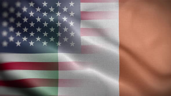 USA Ireland Flag Loop Background 4K