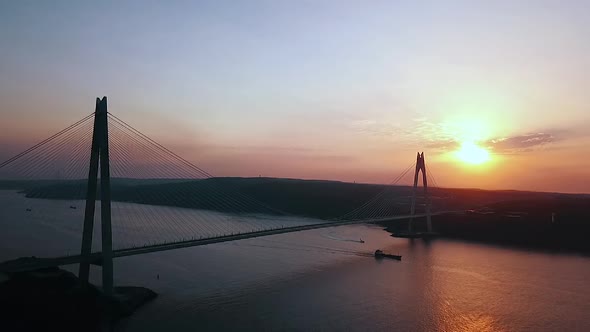 Yavuz Sultan Selim Bridge Drone Video on Sunset