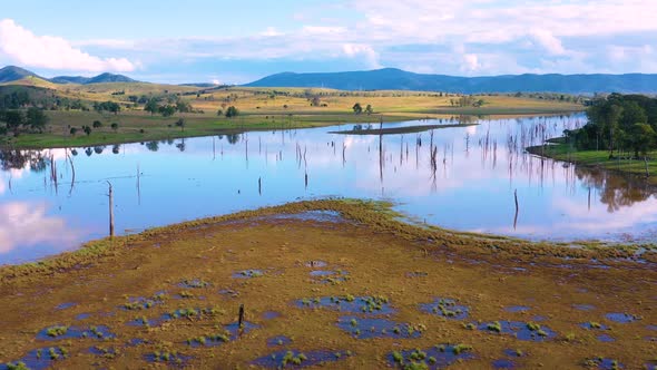 Aerial view of Lake Somerset, Queensland, Australia. alt