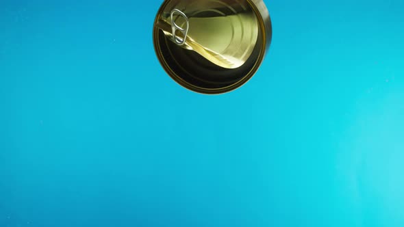 Sinking Metal Tin Can in the Ocean Floating Garbage Into the River or Lake Water Pollution alt