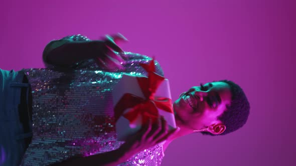 Holiday Present Valentine Day Neon Woman Gift Box alt