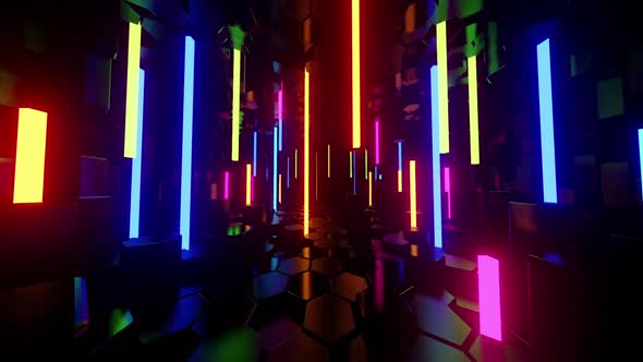 Neon Beams Abstract Tunnel