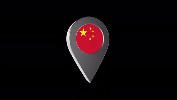 3d Animation Map Navigation Pointer With China Flag With Alpha Channel  -4K alt