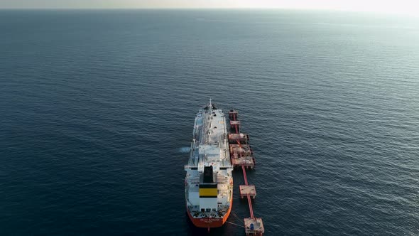 A Gas Tanker is at Sea Aerial View 4 K Turkey Alanya alt