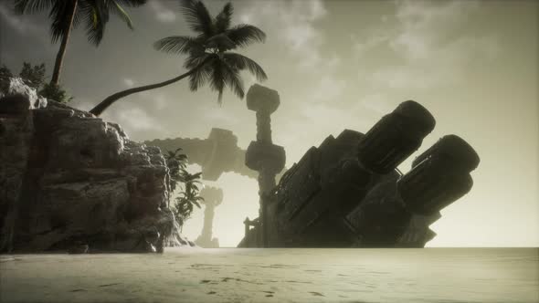 UFO Crashed in the Ocean Near Tropical Island alt