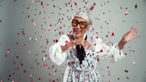 Happy elegant grandmother alt