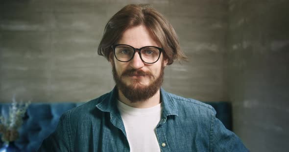 Bearded Man in Eyeglasses Portrait