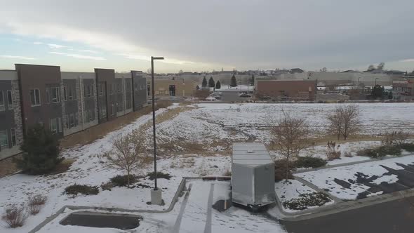 A drone descends during the pre Christmas shopping season in 2020. Weld County Colorado. alt