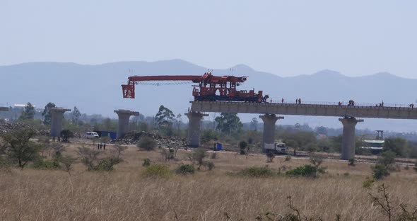 952052 construction of the high speed train line in Kenya Nairobi Park, Real Time 4K alt