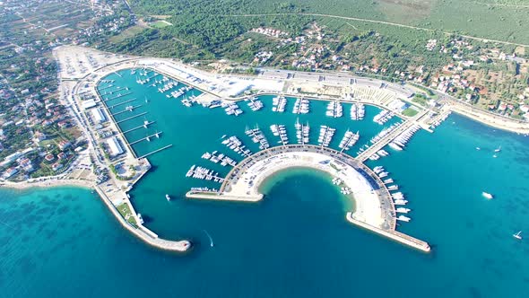 Aerial view of famous dalmatian yachting destination of Sukosan city, Croatia alt