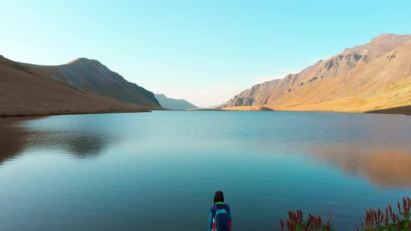 Hiker Stand By Black Rock Lake alt