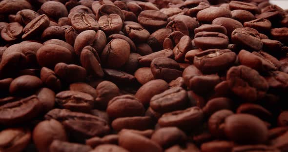 Coffee Beans On Rotating Surface