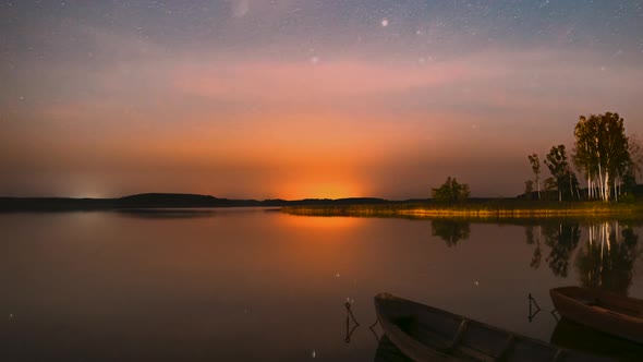 Real Colorful Night Stars Above Braslav Braslau Lake alt