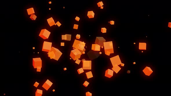 Abstract Orange Cubes Flying Animation