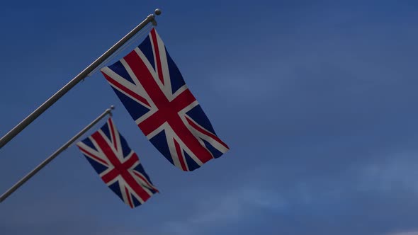 UK Flags In The Blue Sky - 2K