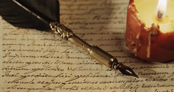 Ancient Manuscript in Latin More Than 200 Years Old with Quilt Pen alt