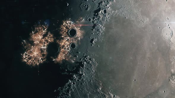 Moon Base Seen from Orbit