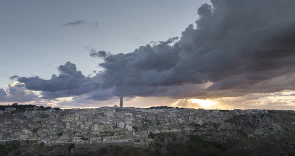 Sunset Time lapse of Matera, Italy