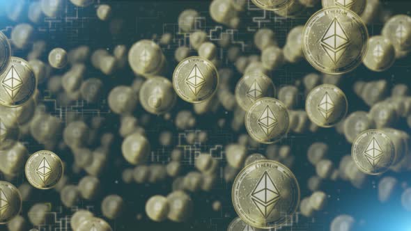 Cryptocurrency Ethereum Gold Coin Motion Background 4 K Loop