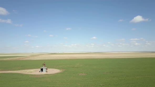 Aerial view of farmlands on Eastern Plains in the Spring. alt