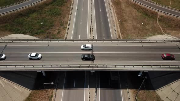 Aerial View of Transport Junction, Traffic Cross Road Junction Day alt