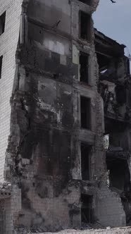 Vertical Video of a House Destroyed By the War in Ukraine alt
