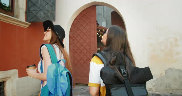 Girls Tourists Sightseeing in Old City