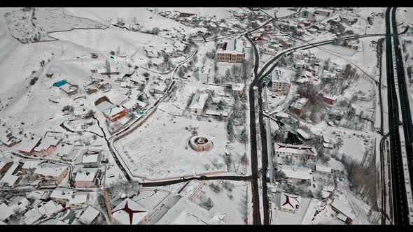 turkey tercan drone footage of the snowy city