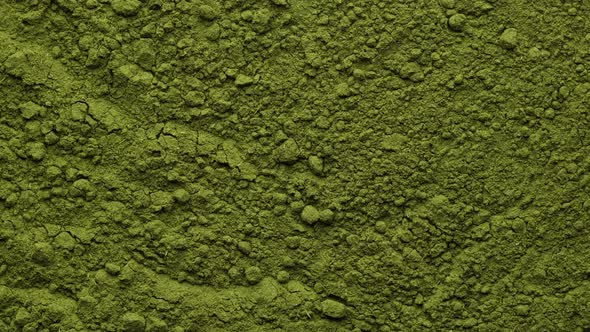 superfoods moringa powder top view rotating. Spirulina, chlorella superfoods alt