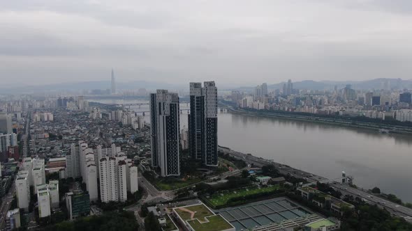 Korea Seoul Han River Seongsu Dong Skyscrapers