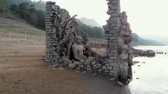 Buddha statues, Kadadora Temple Kothmale, Srilanka Temple. Temple in kothmale dam. Underwater temple