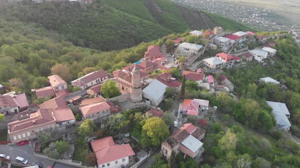 Aerial view of beautiful city of love Sighnaghi. Georgia 2019 spring alt