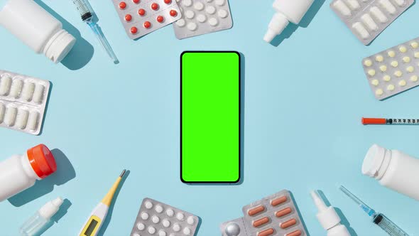 Stop Motion Animation with Different Medicine Pills and Smartphone alt