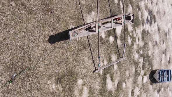 Zanzibar Tanzania  Vertical Video of Low Tide in the Ocean Near the Coast Slow Motion alt