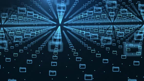 abstract dark blue digital grid data Data Stream Tunnel into communication technology . alt