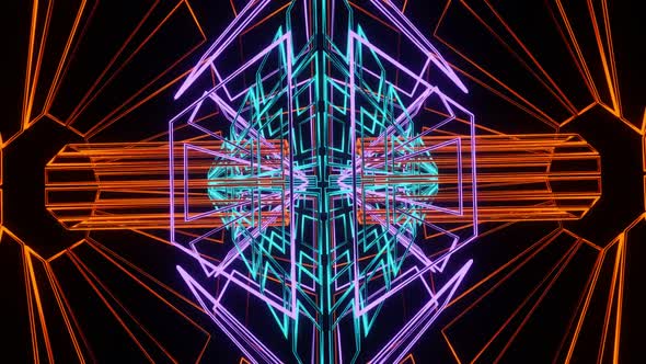 Vj Loop Rotating Neon Shimmering Carousel In Space 02