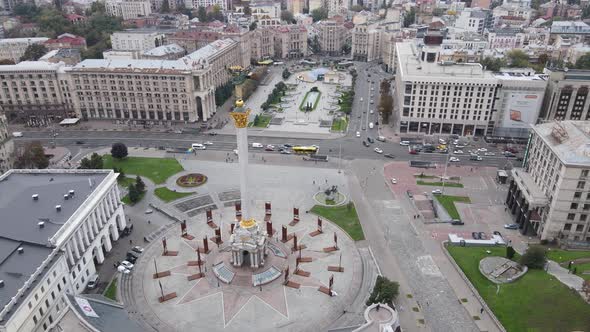 The Symbol of Kyiv, Ukraine - Independence Square Aerial View, Slow Motion alt
