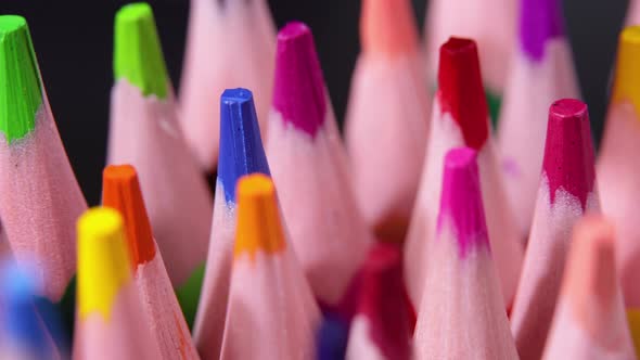 Tips Of Colored Pencils Macro Shot  Sketching or School Concept Macro Shot alt