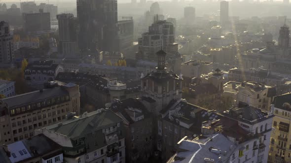 Cityscape with High-rise Buildings in Kyiv in Ukraine