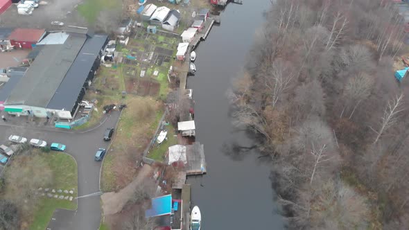 Reveal Canal Boat Repair Sheds Aerial