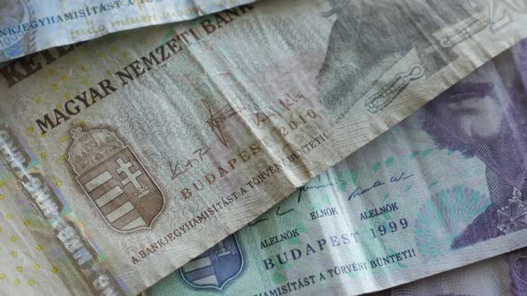 Hungarian paper forint banknotes for the money and business backgrounds 4K 2160p 30 fps UHD footage  alt