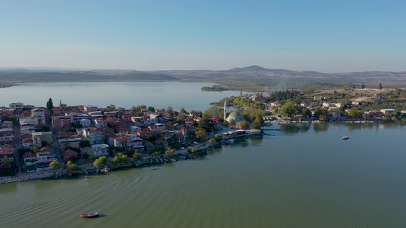 fishing boat on lake at sunset golyazi , bursa turkey  38 alt